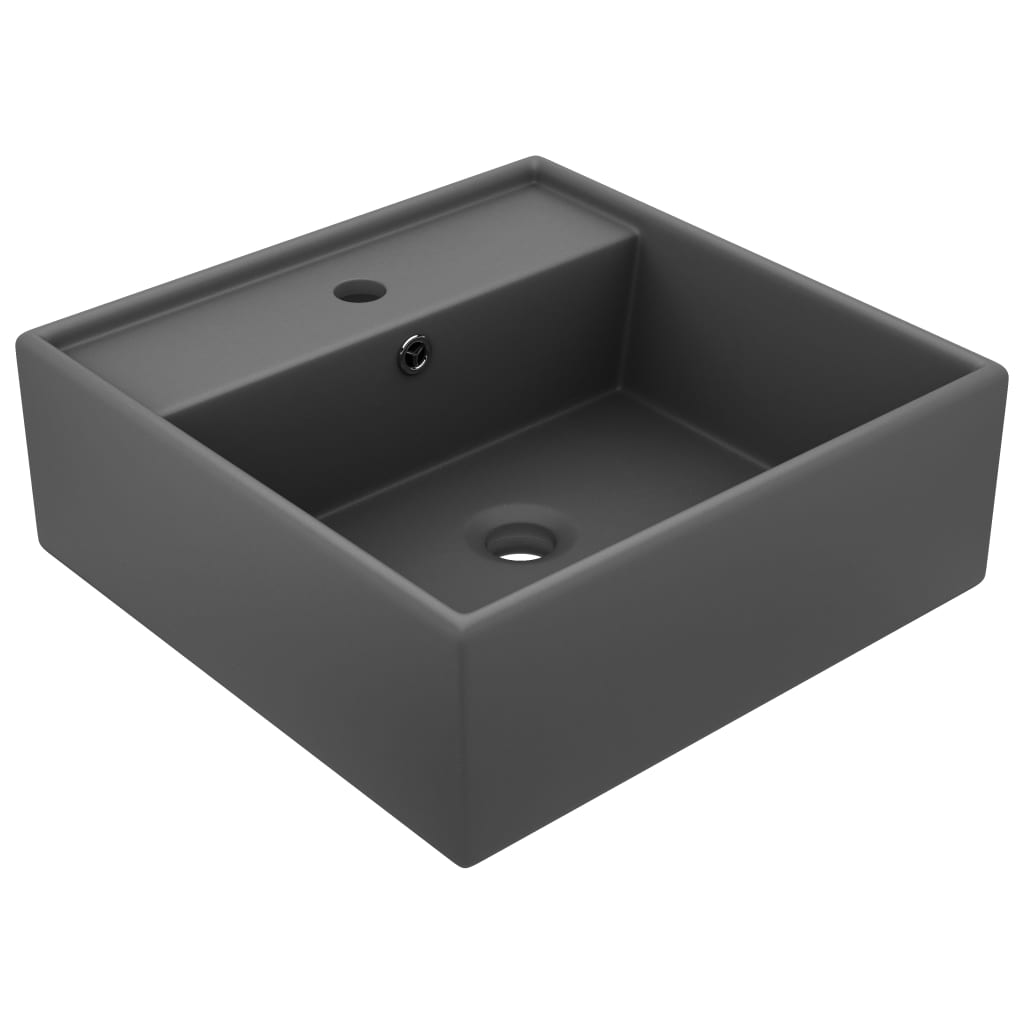 vidaXL Lavabo Cuadrado Rebosadero de Cerámica Mate 41x41 cm Vasija Color matte dark grey,  matte dark green,  matte pink y mas