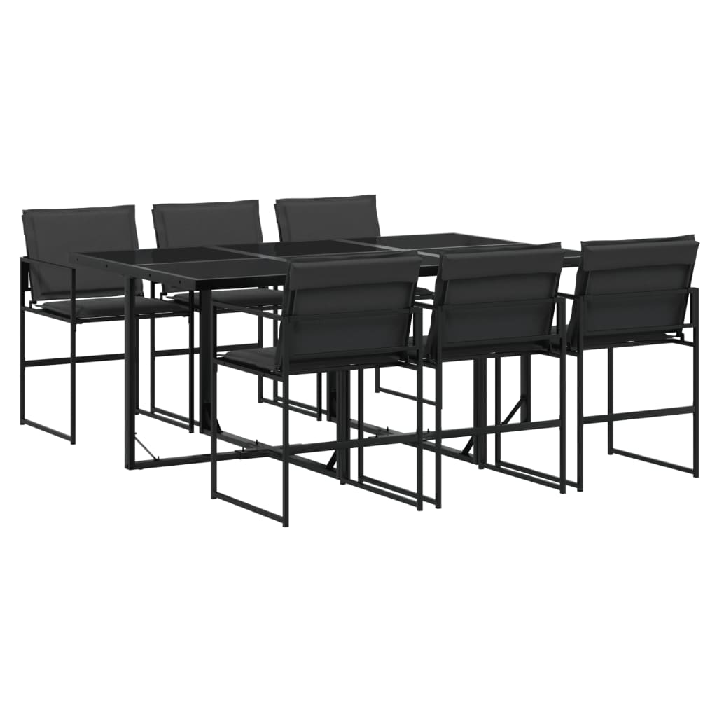 vidaXL Juego de comedor de jardín 7 pzas con cojines textileno negro