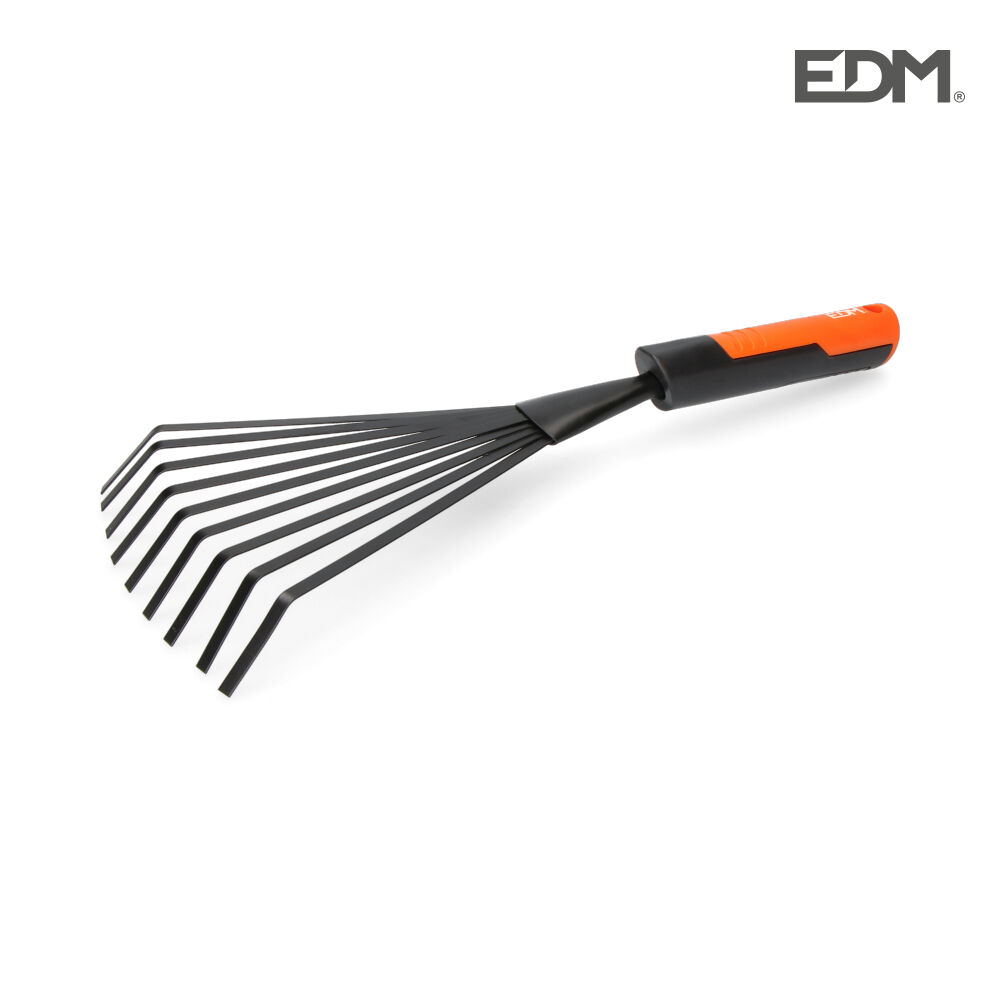 Rastrillo manual de jardineria 38cm color gris/naranja edm