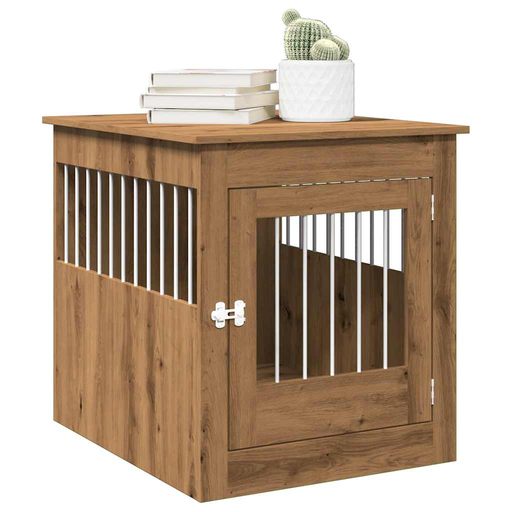 vidaXL Jaula para perros mueble madera contrachapada roble artesanal en color Roble artisan/Madera antigua/Roble Sonoma | almacenamiento funcional diseño moderno para baño dormitorio sala