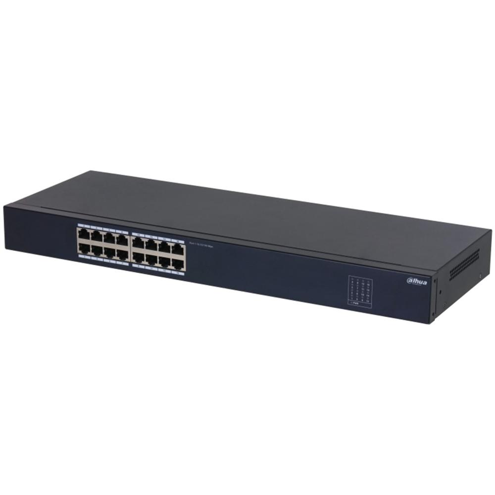 HUB Switch puertos 16 puertos RJ-45 (Fast Ethernet 10/100) DAHUA DH-SF1016 | Fast Ethernet (10/100), Negro