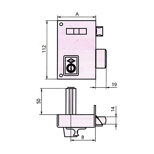 Cerradura sobreponer CVL 156A 70 derecha HE redondo
