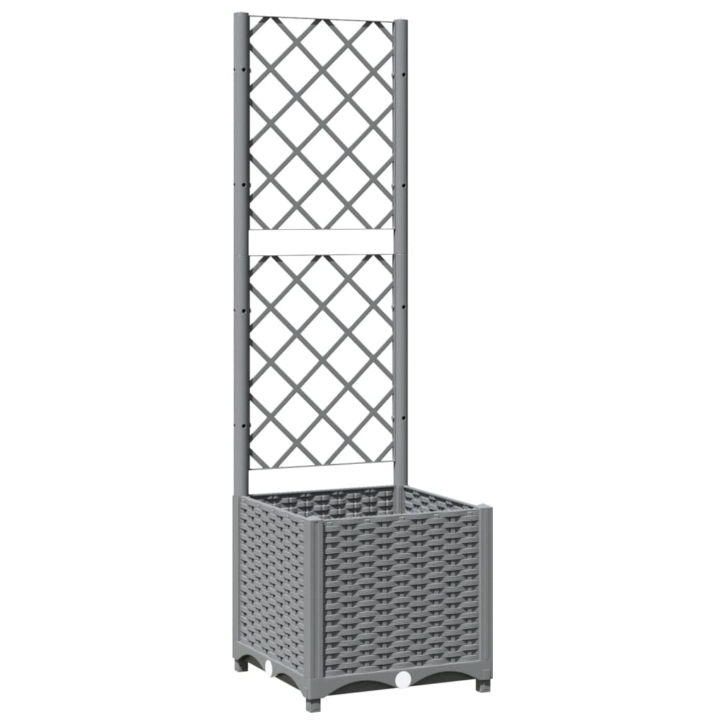 vidaXL Jardinera con enrejado PP oscuro 40x40x136 cm Color Gris oscuro,  Marrón,  Negro y mas