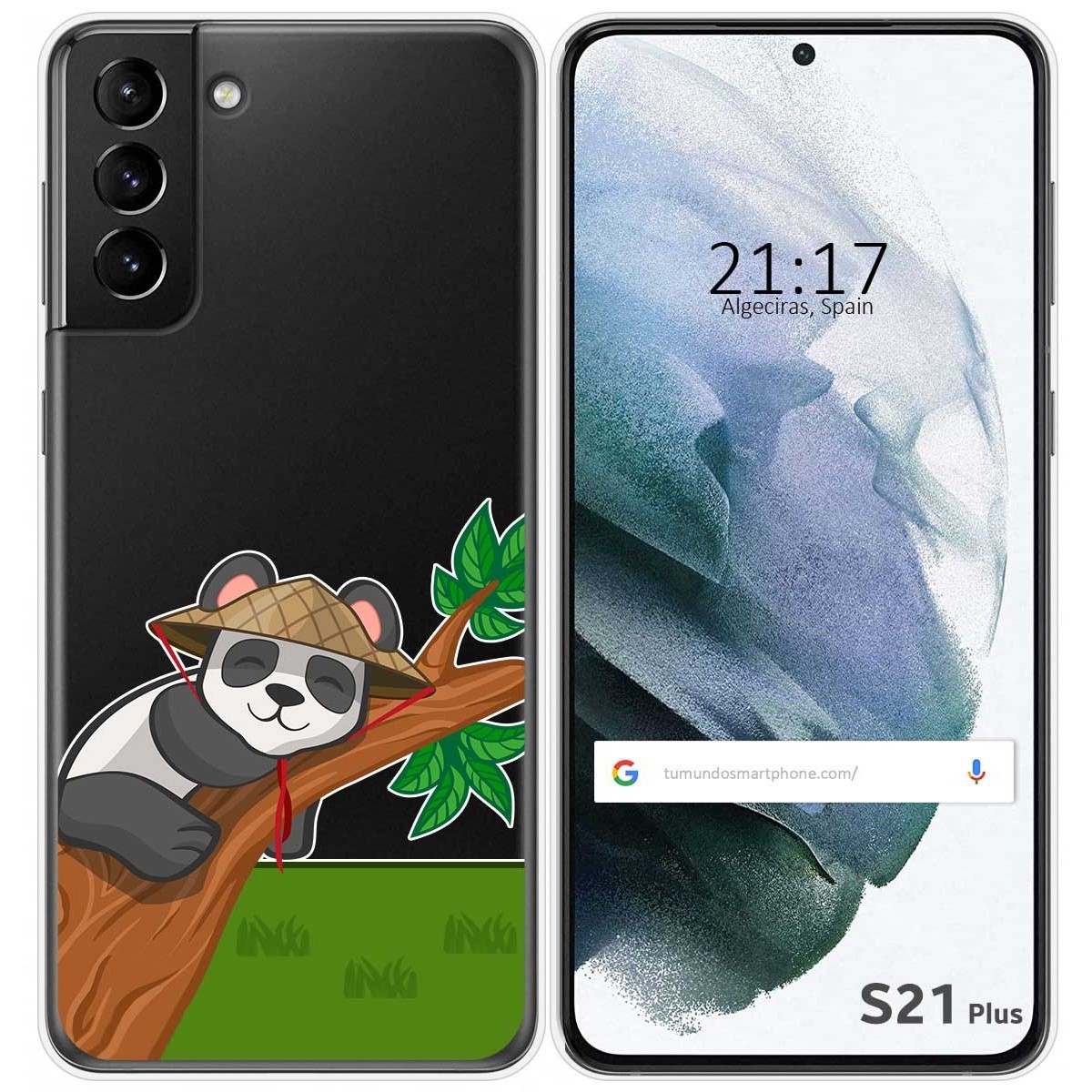Tumundosmartphone Funda Gel Transparente para Samsung Galaxy S21+ Plus 5G diseño Panda Dibujos