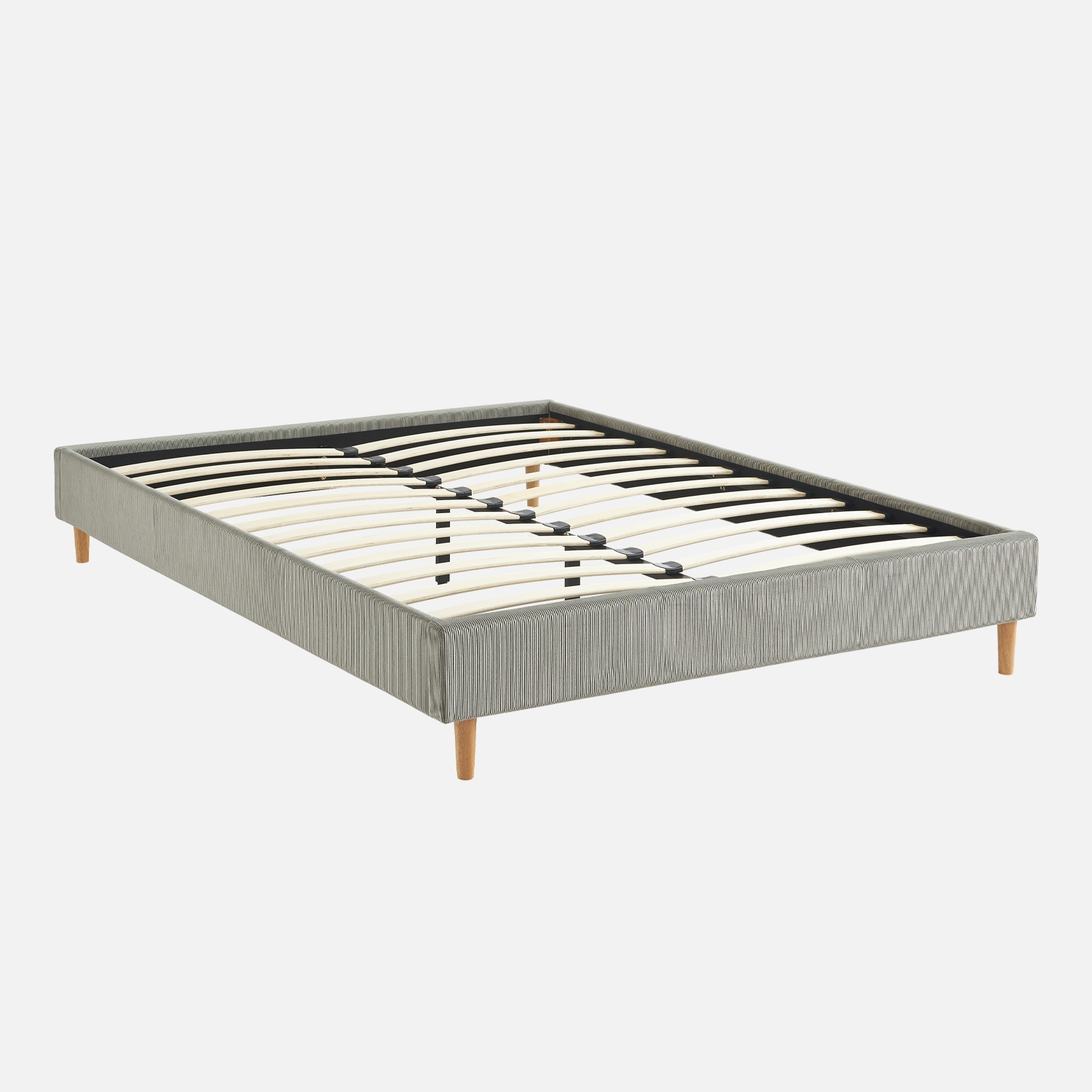 sweeek - Cama con somier 140x190cm, acabado en pana fina , Milton , 203x148x30