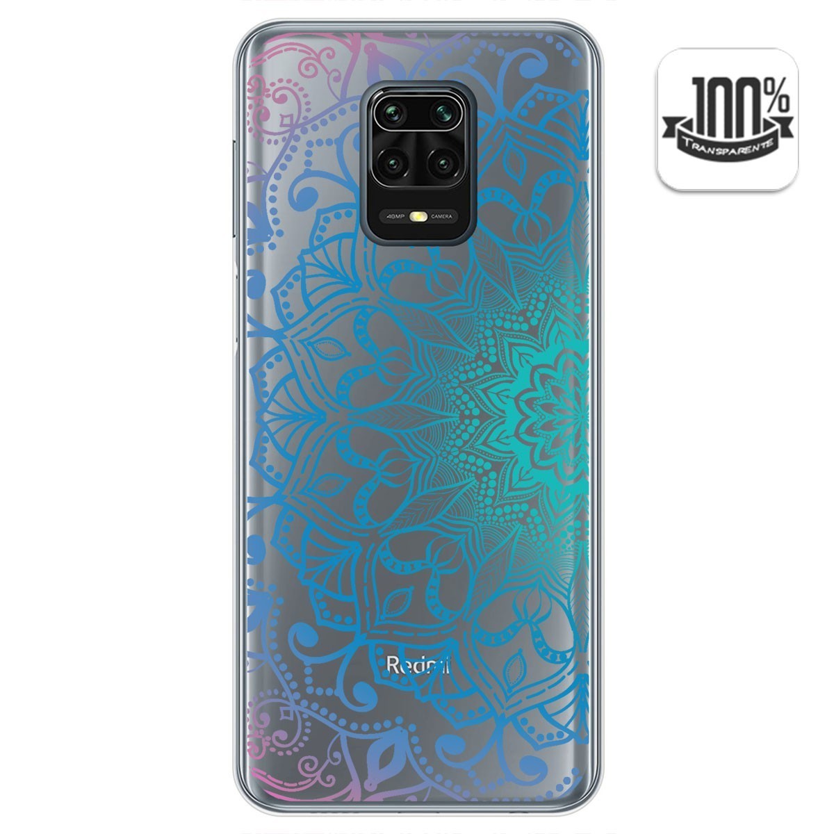 Tumundosmartphone Funda Gel Transparente para Xiaomi Redmi Note 9S / Note 9 Pro diseño Mandala Dibujos