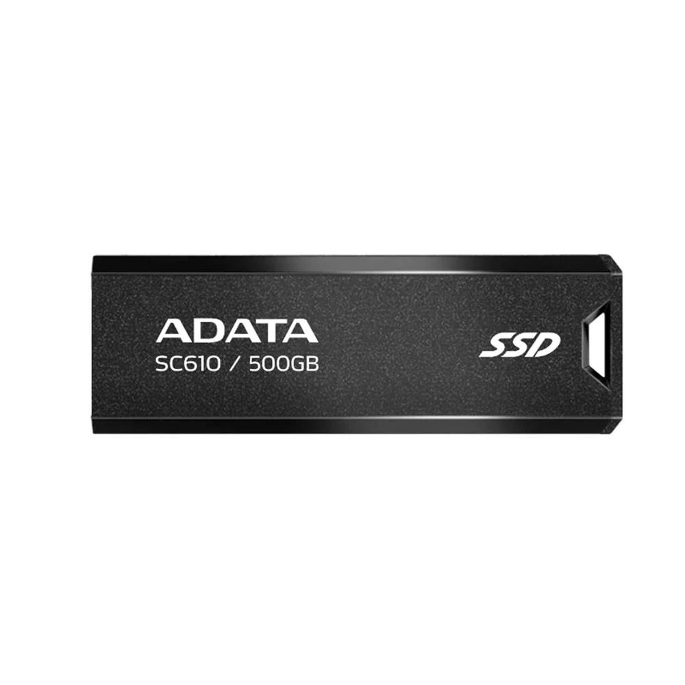 ADATA - Disco duro externo SSD SC610-500G-CBK de 500 GB con USB 3.2 Gen2 a 10 Gbps, lectura 550 MB/s y escritura 500 MB/s para Windows, Mac y consolas
