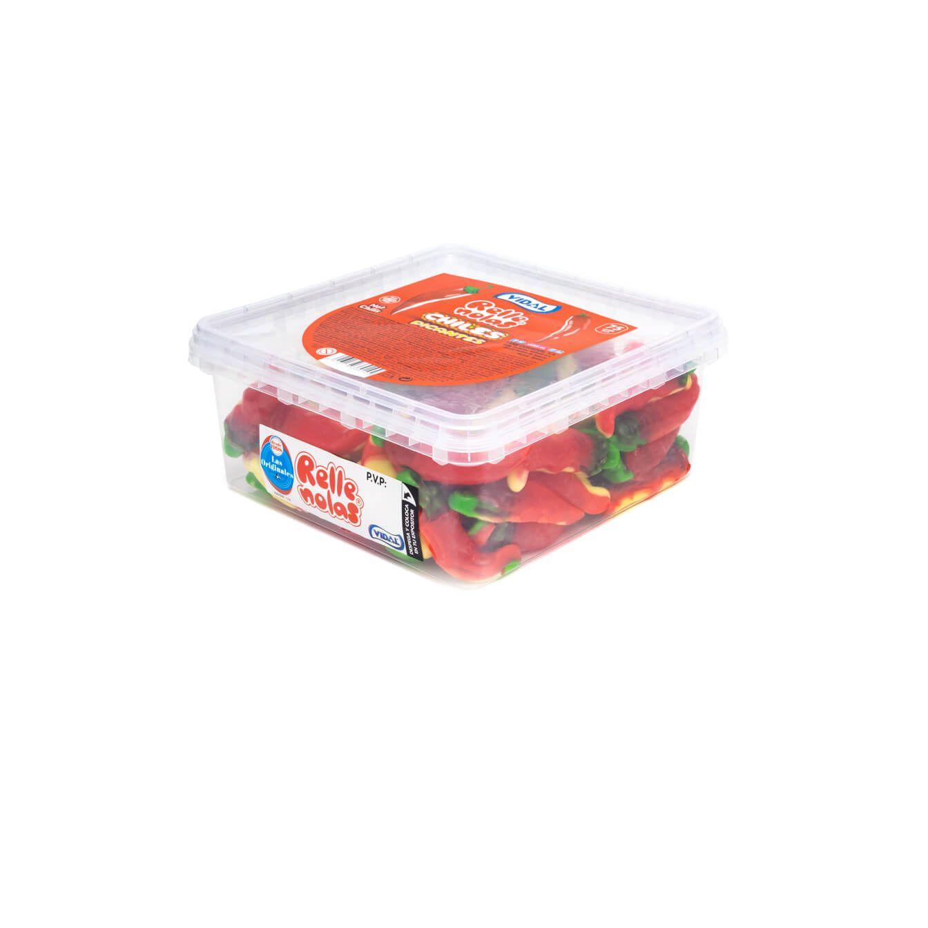 Gominolas de Vidal Rellenas en bandeja de 75 unidades - Unión de texturas que te dejará un dulce sabor en la boca y ganas de repetir - Diferentes modelos a elegir, besos, fresas, calaveras, ojos, moras... Chuches sin gluten y sin grasa
