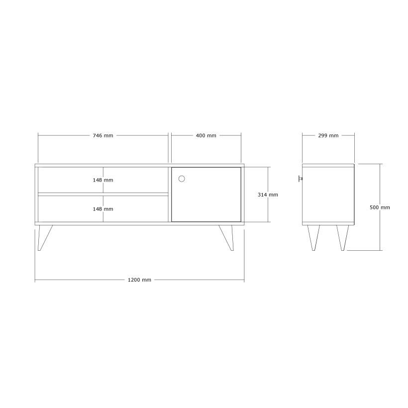 Habitat y Jardin - Soporte de TV de madera "Jena" - 120 x 29 x 50 cm - Pino Atlántico