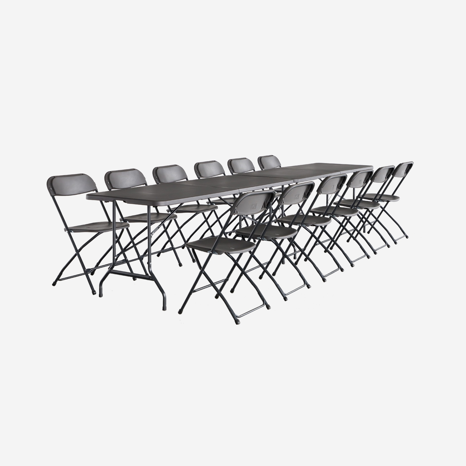 sweeek - Set de 2 mesas + 12 sillas plegables portátiles para eventos , Fiesta 12 , 180x69x73