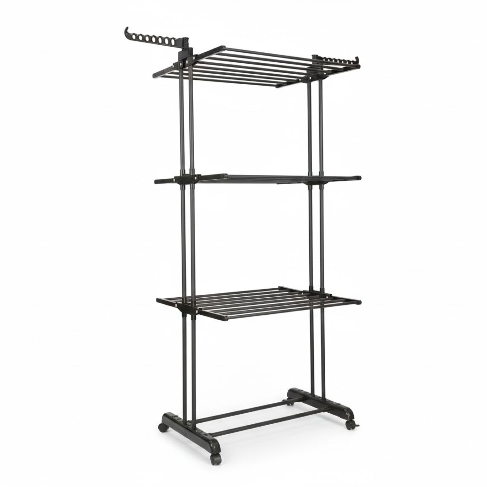 DASCK Tendedero Vertical Plegable 3 Niveles con Ruedas | Ancho 75-126 cm | 177 cm Alto