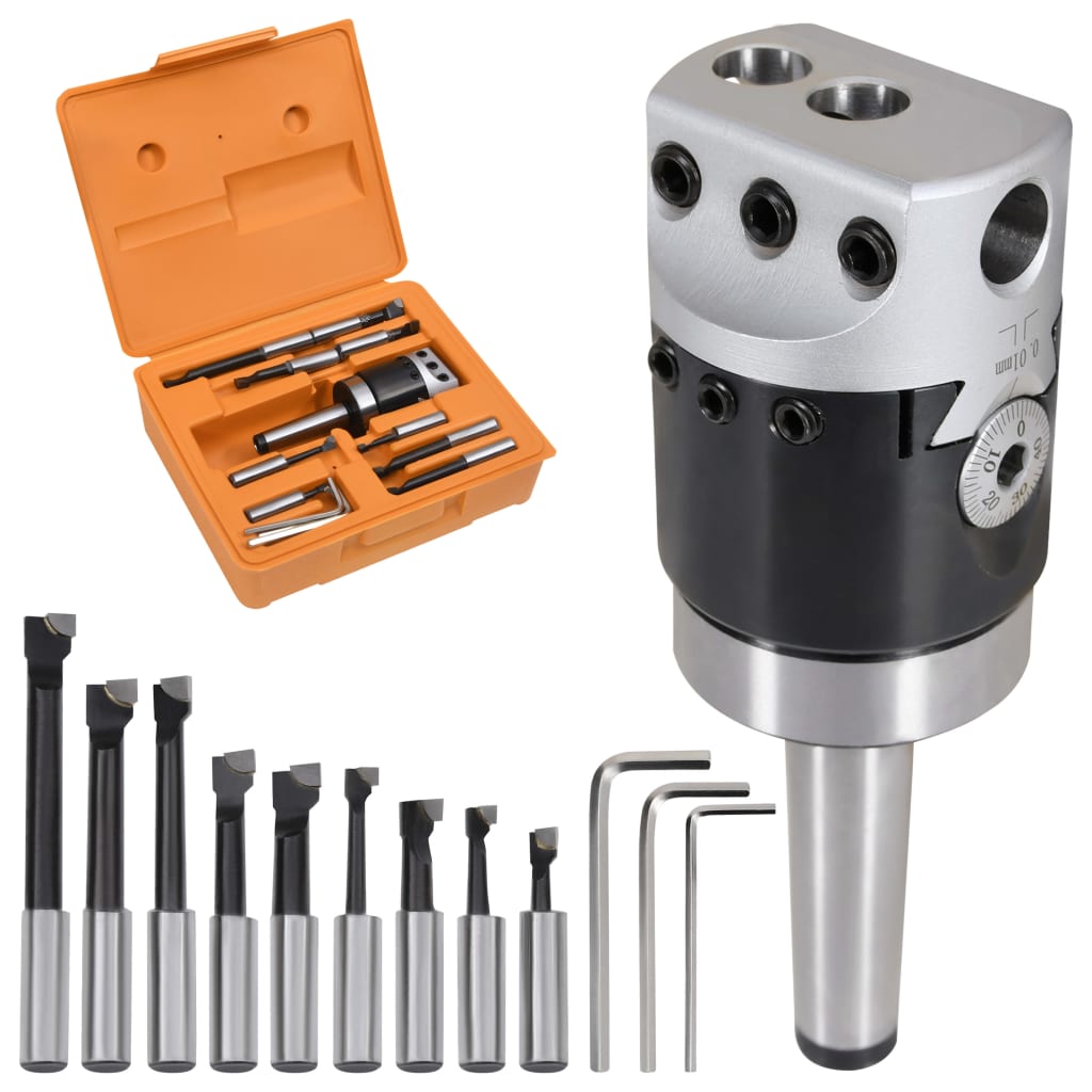 vidaXL Set de Herramientas Perforación (15 Piezas) Cabezal 50mm Torno Modelo MT2-F1-12, MT3-F1-12