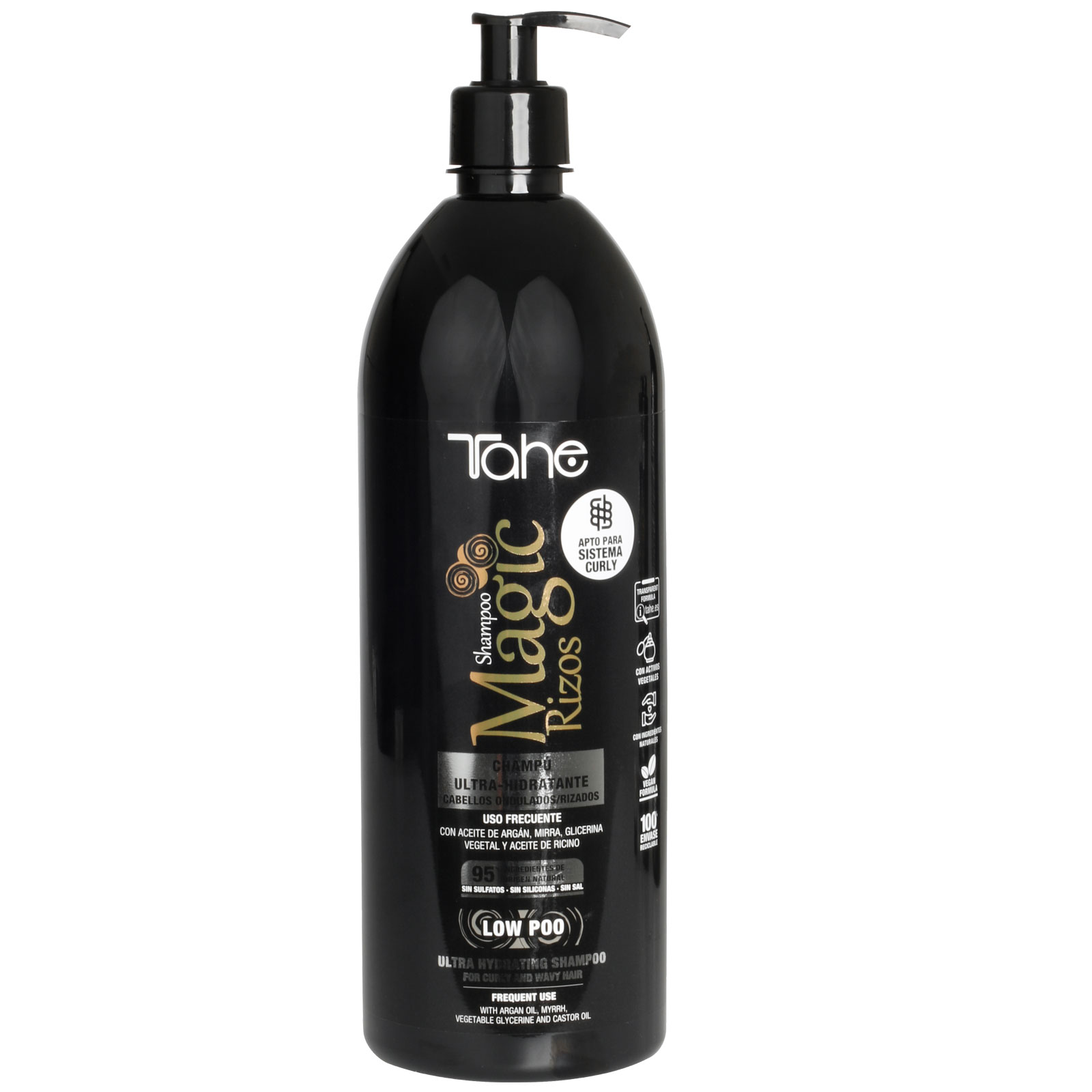 Tahe Magic Rizos Champú ultra-hidratante Low Poo para cabello rizado u ondulado, 1000 ml