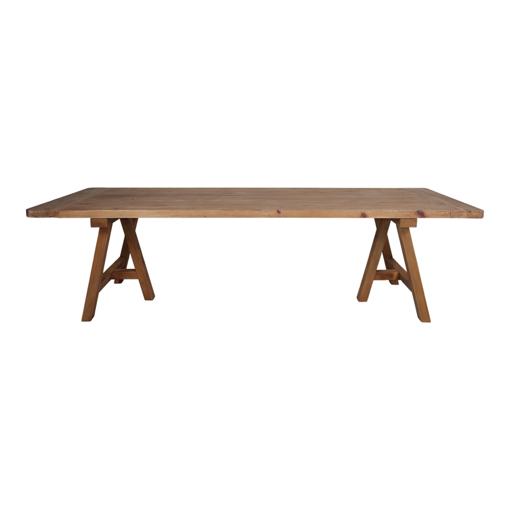 MISTERWILS FURNITURE FOR FREE SOULS - Mesa de Comedor Columbia Estilo Rústico y Vintage de Madera Maciza Reciclada con Caballetes