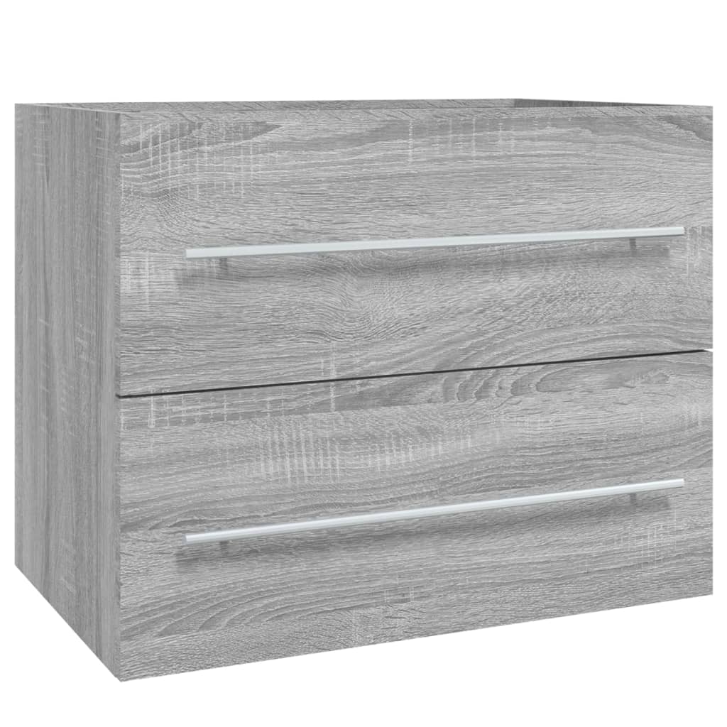 vidaXL Mueble de lavabo madera de ingeniería 60x38,5x48 cm en color Negro/Gris sonoma/Roble Sonoma y más | almacenamiento funcional diseño moderno para baño dormitorio sala