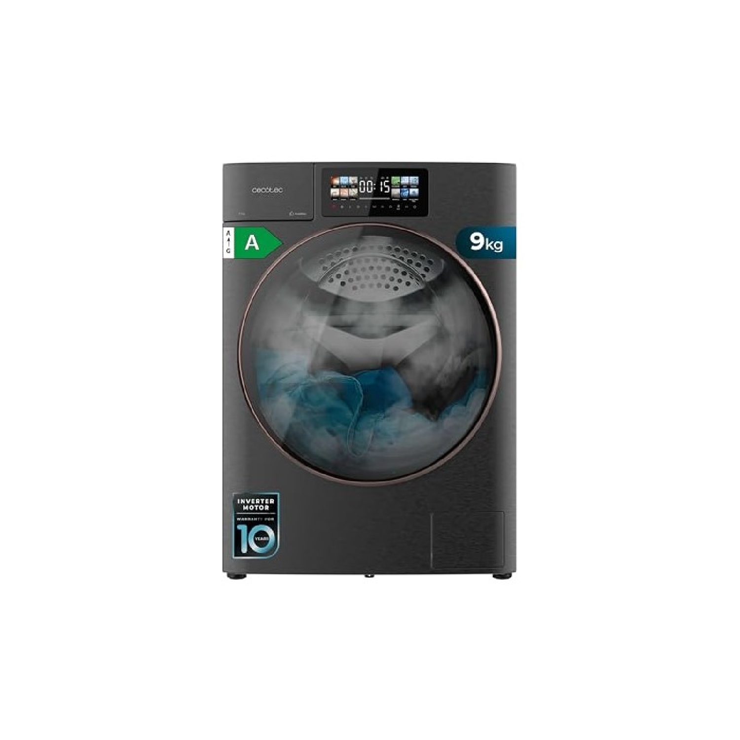 Cecotec Lavadora 9Kg Carga Frontal Autodosis Bolero DressCode 9950 Autodose Inverter 3D Steel A. 1400 Rpm