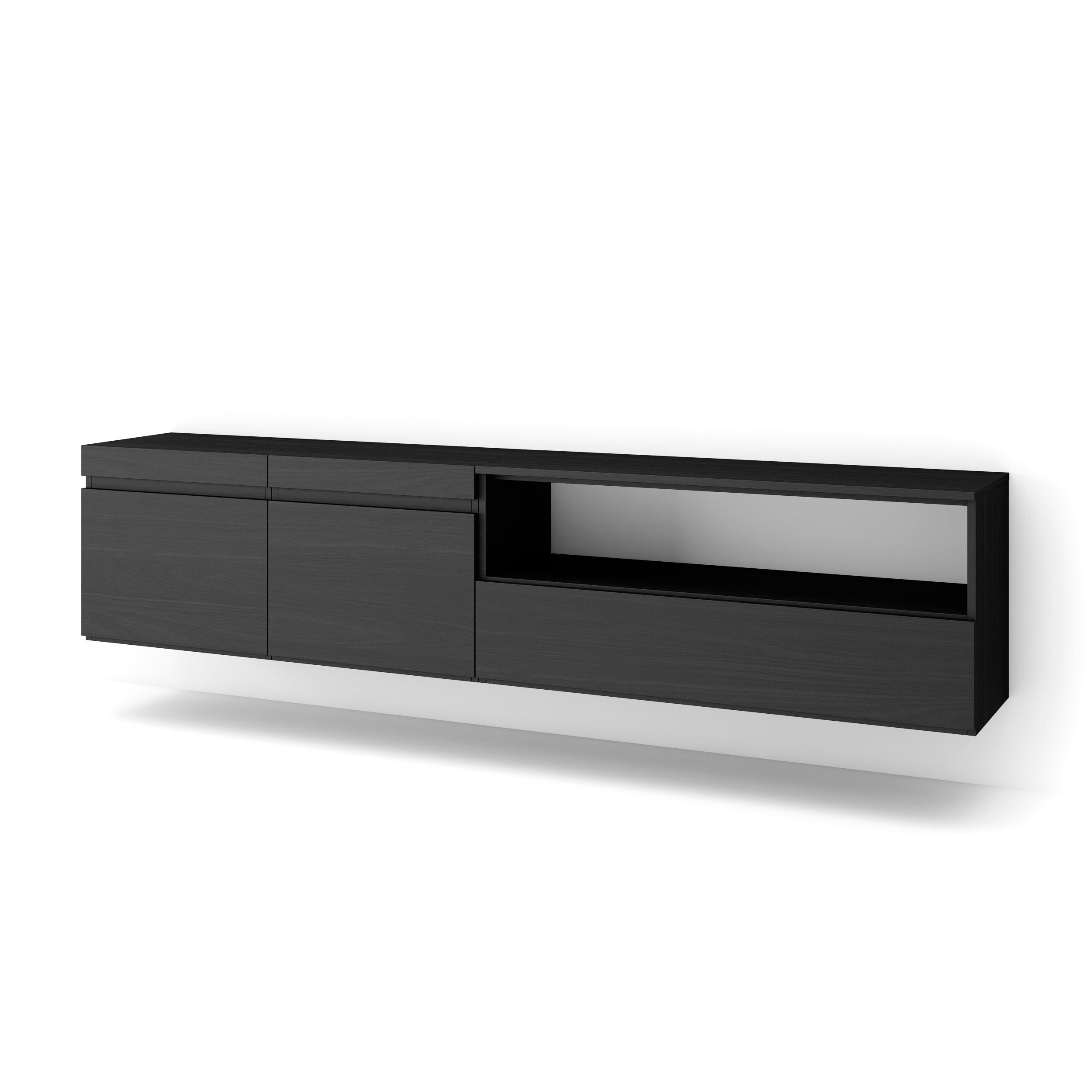Skraut Home, Mueble de Televisión en melamina de alta calidad, 203x35x45cm, 3 puertas, Ideal para Dispositivos Electrónicos, Estilo Moderno Elegante