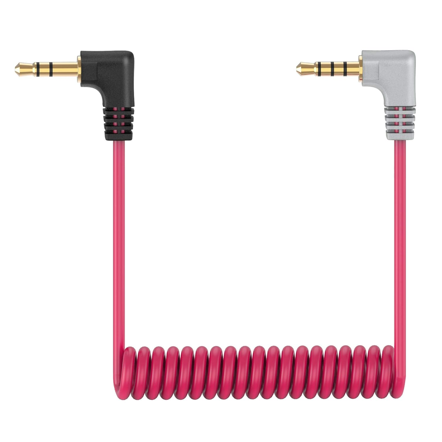CABLEPELADO Cable de micrófono TRS a TRRS de 3.5mm, espiral 20 cm sin estirar y 300 cm estirado, Apto para Conectar IPhone, Smartphone, Rode SC7, VideoMic, VideoMicro Go, BOYA y otros
