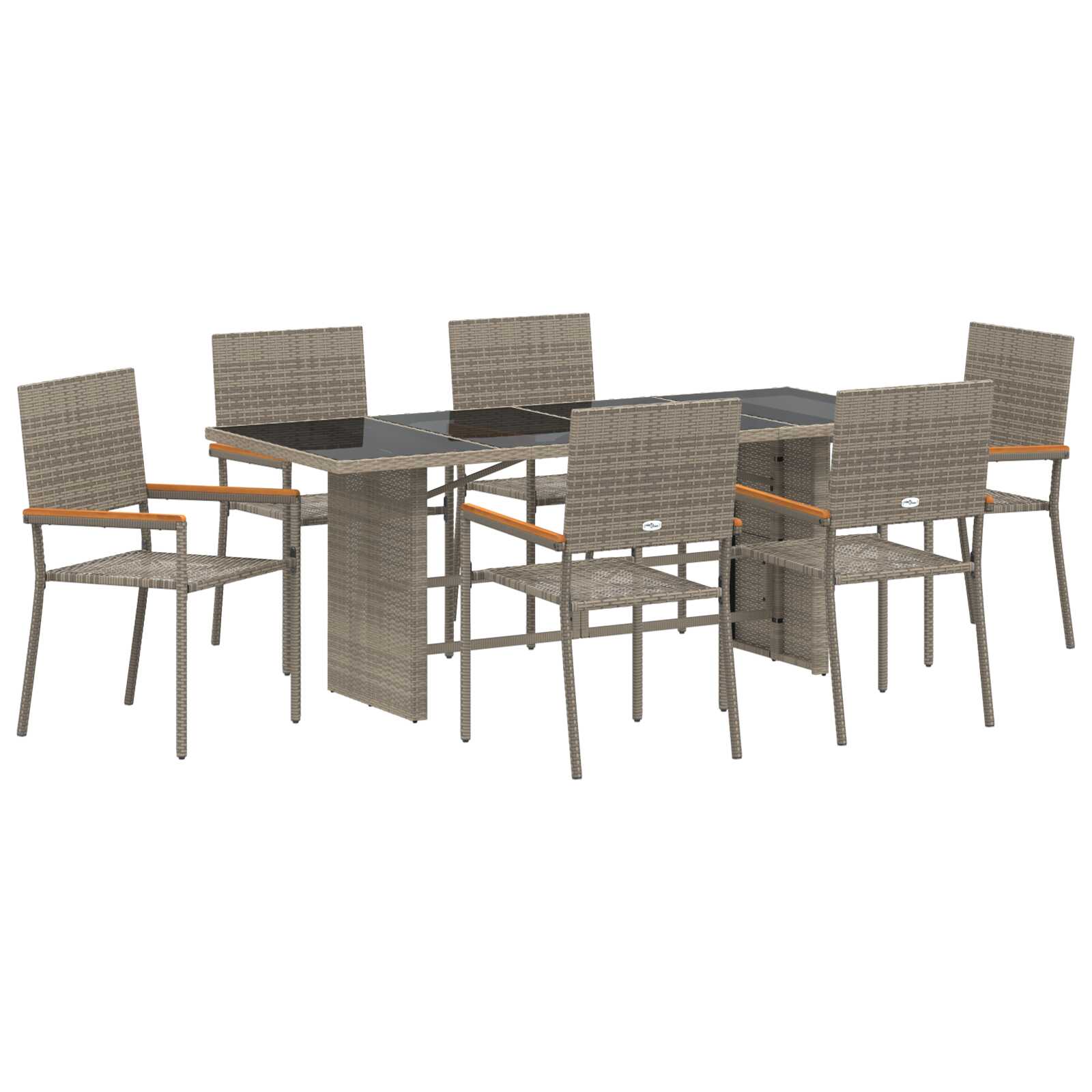 Conjunto de Comedor de Jardín 7 pcs Gris ratán sintético