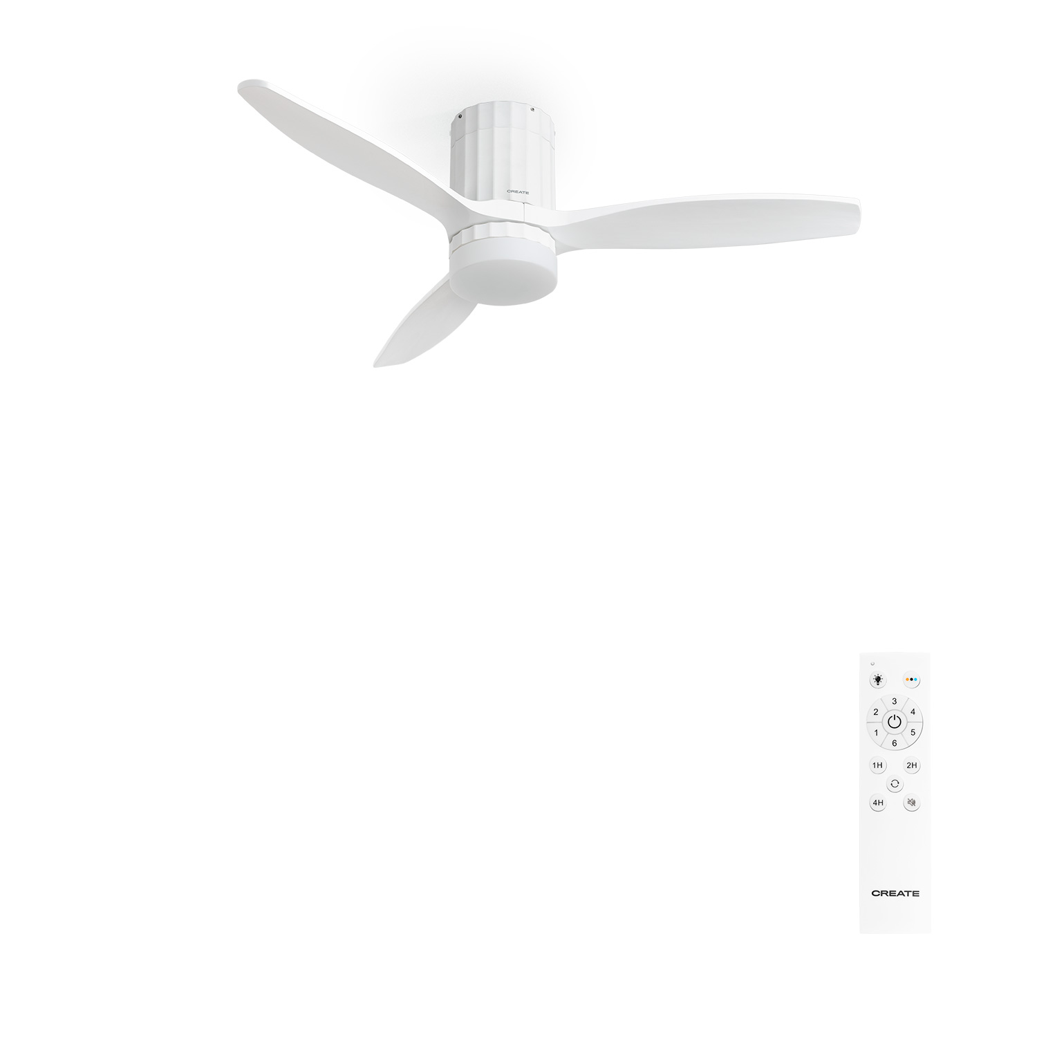 CREATE - Ventilador de techo 40W  silencioso Ø132 cm 100% madera, 6 velocidades, Función verano/invierno, Motor Blanco, LÍNEAS VERTICALES - WIND CALM LINE