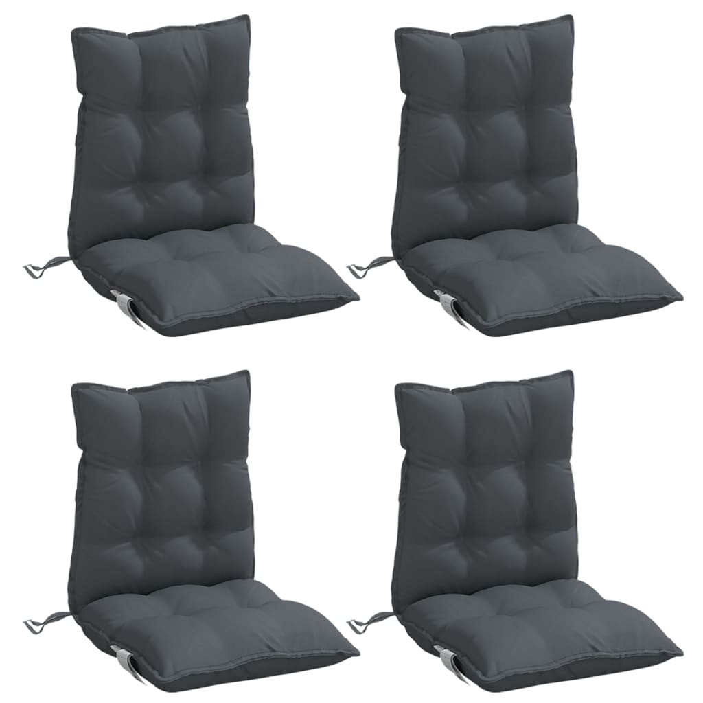 vidaXL Cojines de silla respaldo bajo 4 uds tela Oxford gris antracita