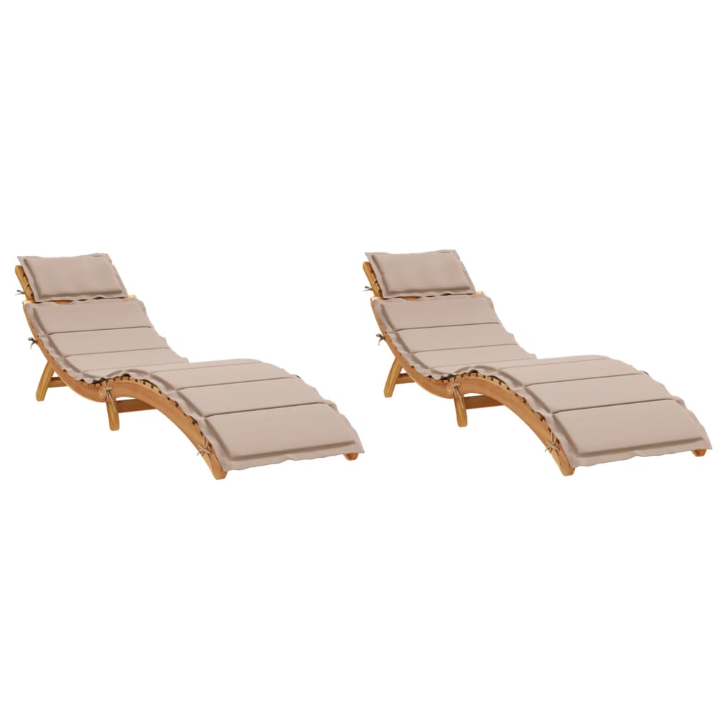 Vidaxl Tumbonas con Cojines de Madera Maciza Acacia Gris Oscuro
