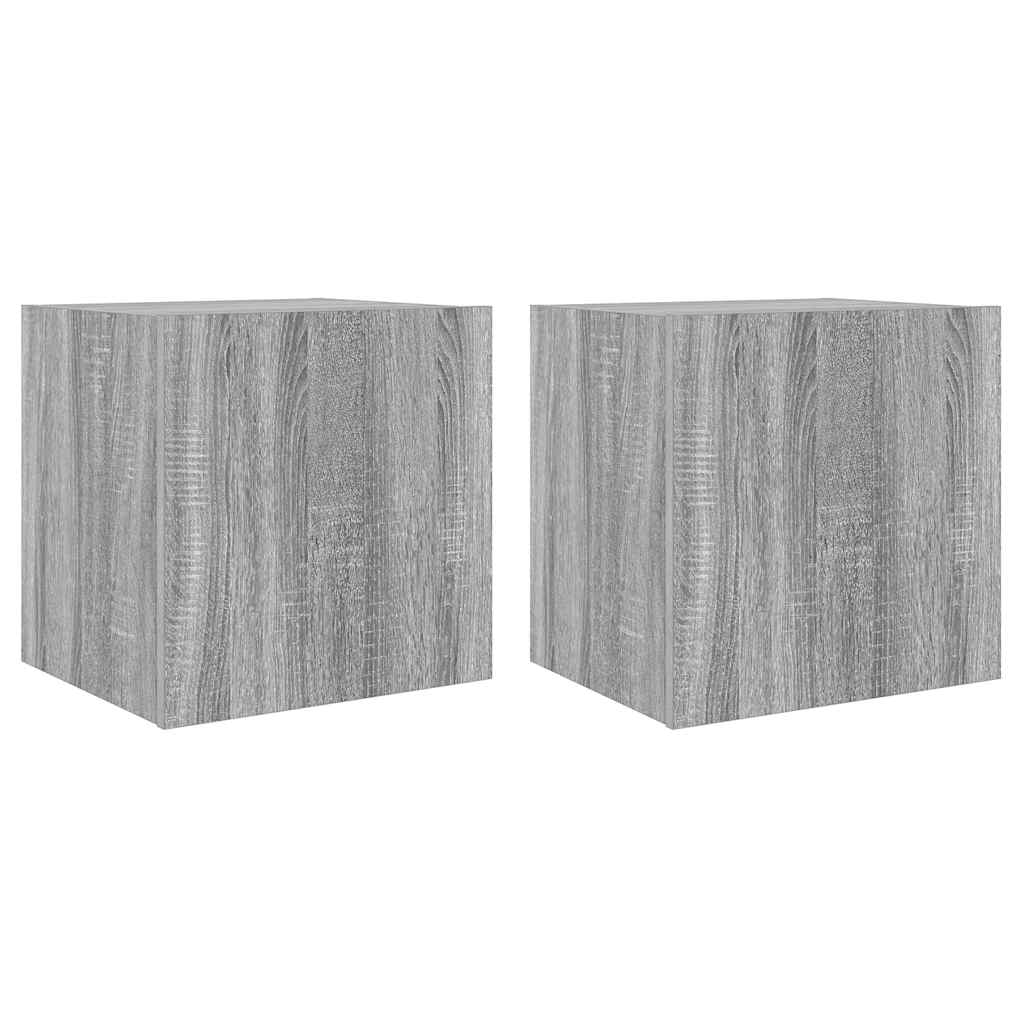 vidaXL Muebles TV de pared luces LED 2 uds gris Sonoma 40,5x35x40 cm