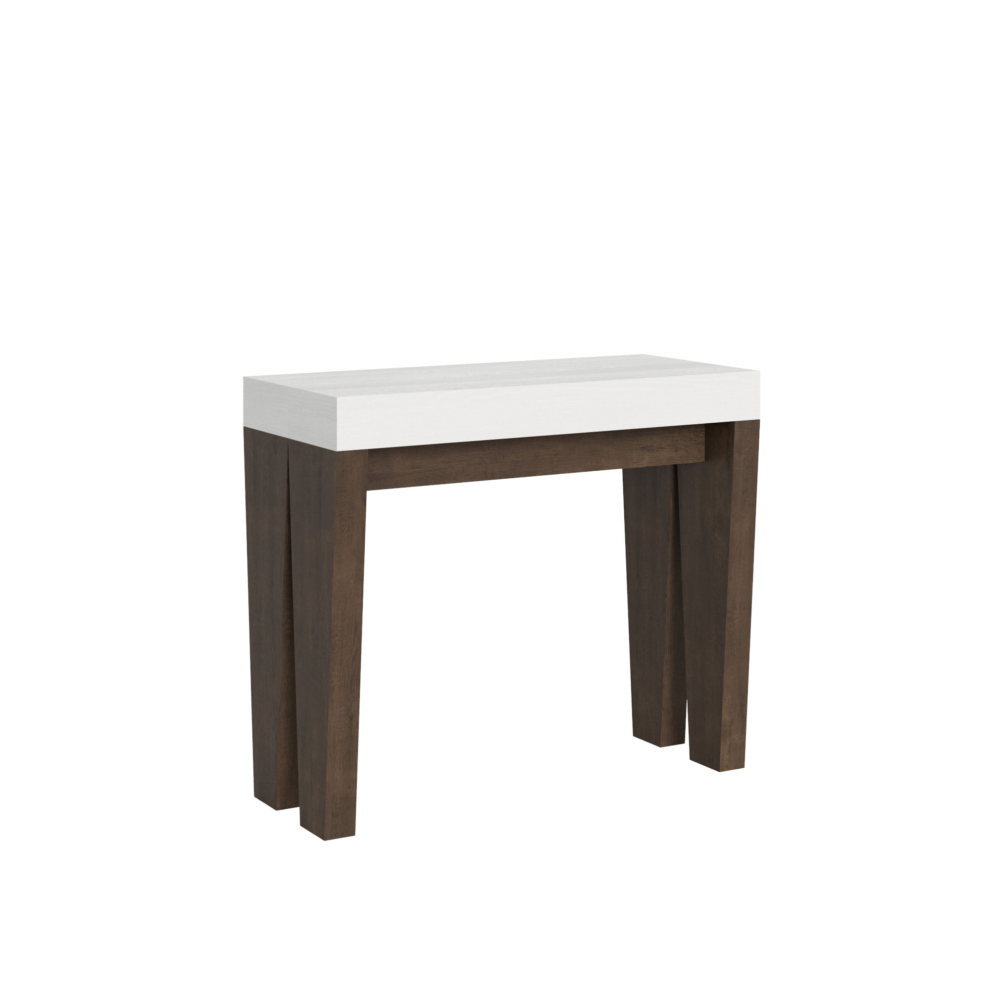 Consola extensible 90x40/196 cm Spimbo Mix Tablero pequeño Fresno blanco - estructura Nogal - Itamoby