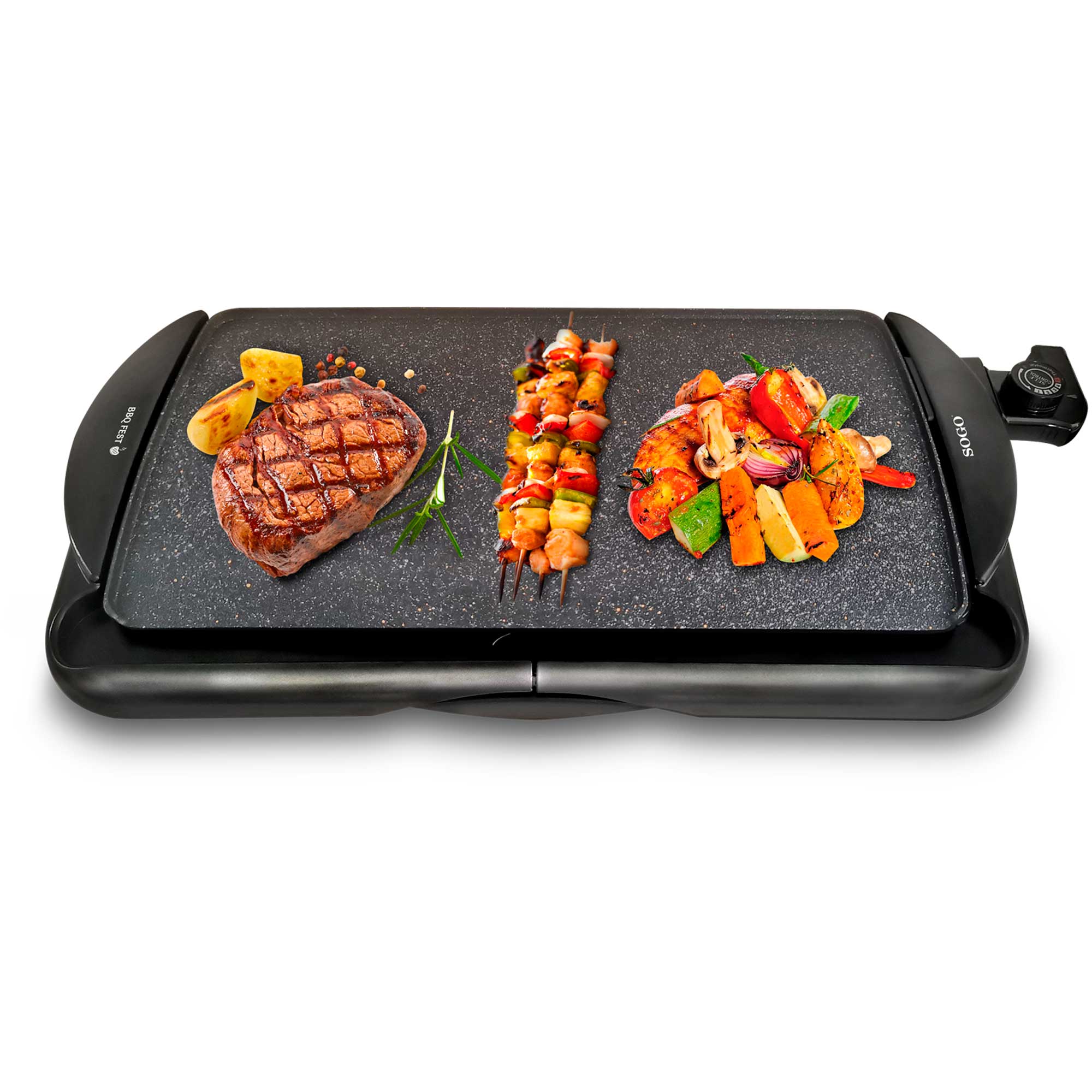 Plancha de Asar Sogo Eléctrica 48X26 Cm-Revestimiento Piedra 2000W