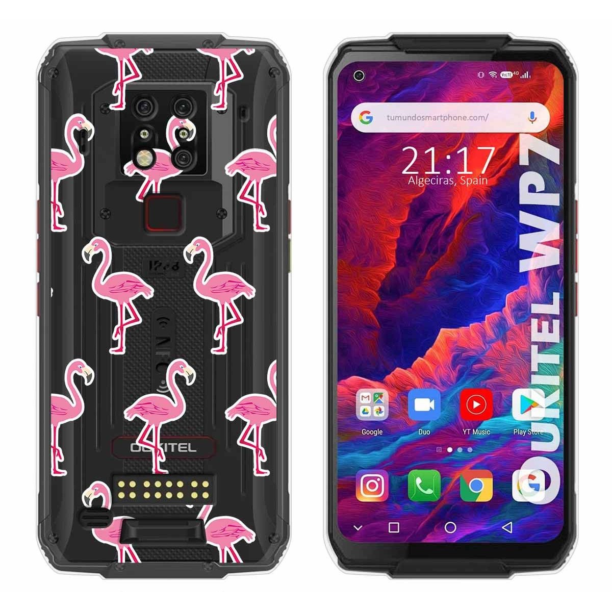 Tumundosmartphone Funda Gel Transparente para Oukitel Wp7 diseño Flamenco Dibujos