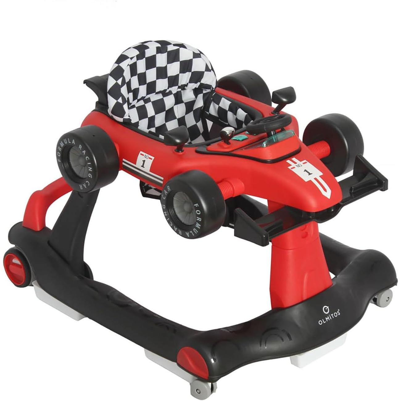 Olmitos - Andador bebé 4 en 1 RACING: Correpasillos y Carrito de Empuje para bebés – a partir de 6 meses para aprendizaje – previene caídas con comodidad y seguridad