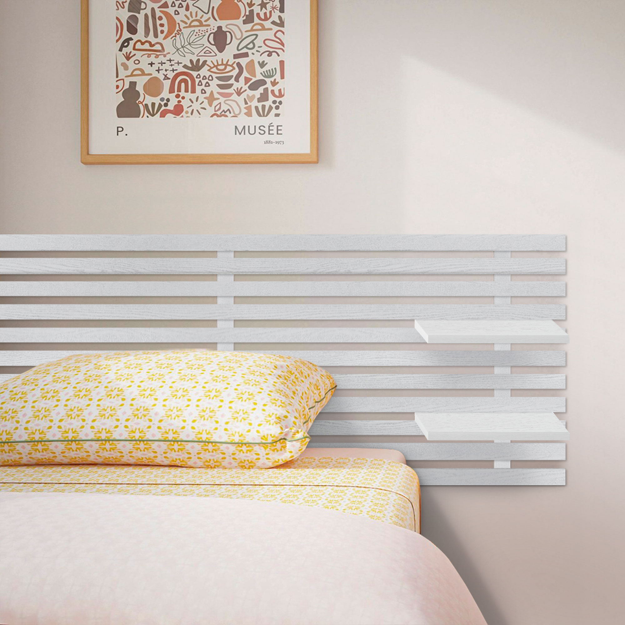 Cabecero con Estantes de Madera reciclada DM Colgante Pared Estilo Palet Japones