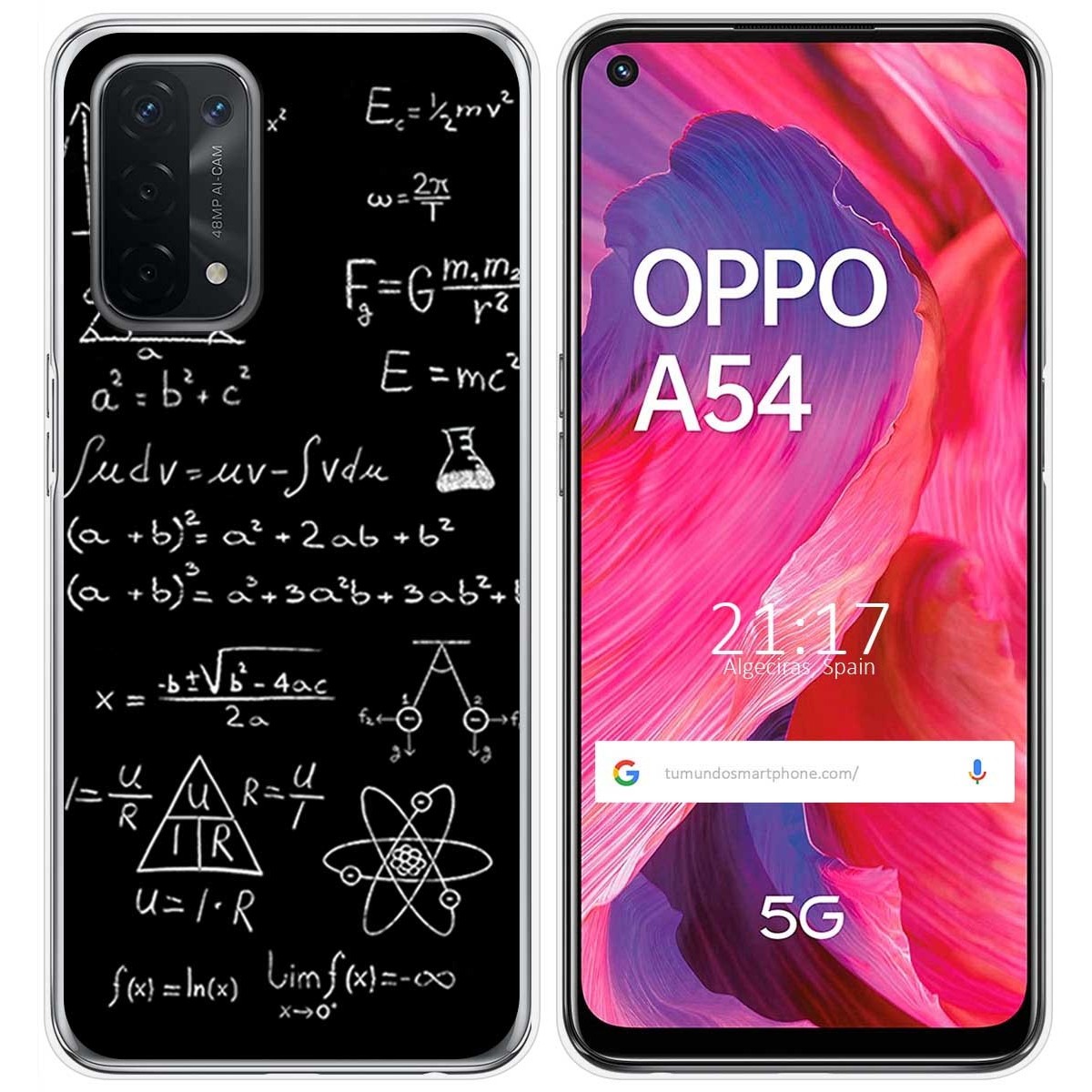 Tumundosmartphone Funda Gel Tpu para Oppo A54 5G / A74 5G diseño Formulas Dibujos