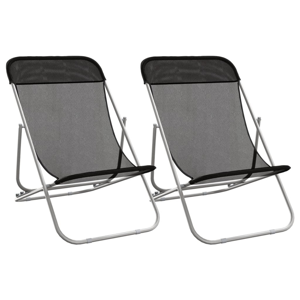 Vidaxl Silla de Playa Plegable 2 Uds Acero Recubierto Textilene Azul, Negro, Rojo