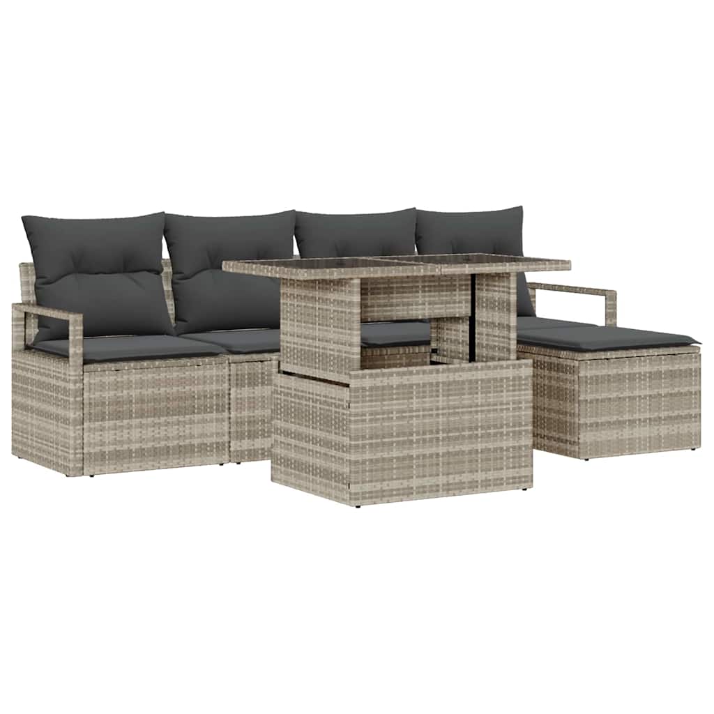 vidaXL Conjunto de sofá de jardín con cojín 6 pcs Gris claro