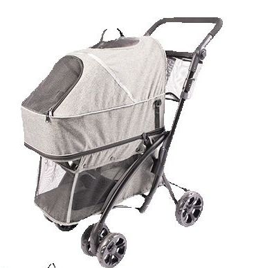 Yagu - Carrito de paseo Deluxe DUVO para mascotas pequeñas y medianas, transportín desmontable convertible en mochila o bolso de mano, freno de pie incluido