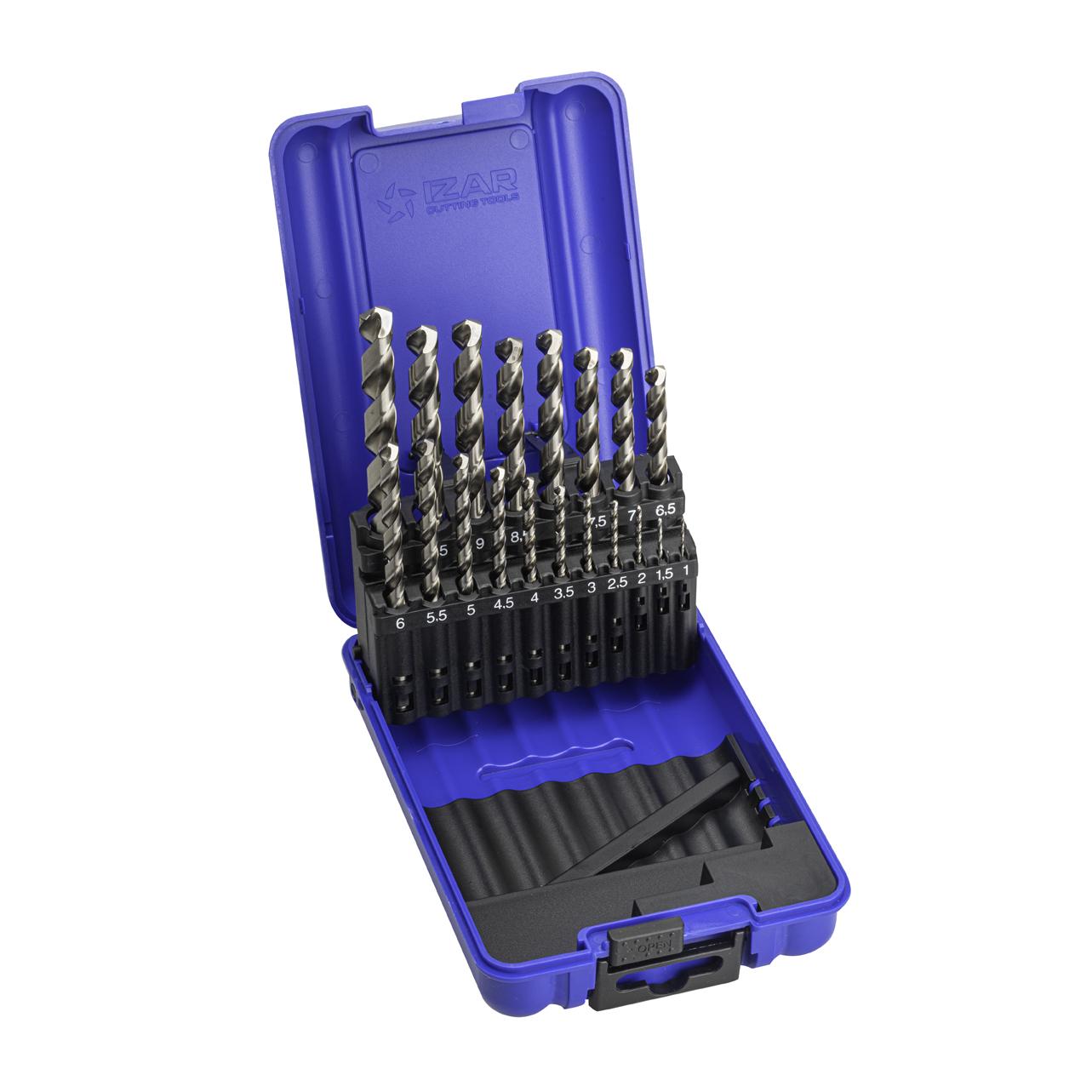 Juego Broca IZAR Din338 19-Uds. - 1466 - 1-10X0,50 HSS Co Inox (1020)
