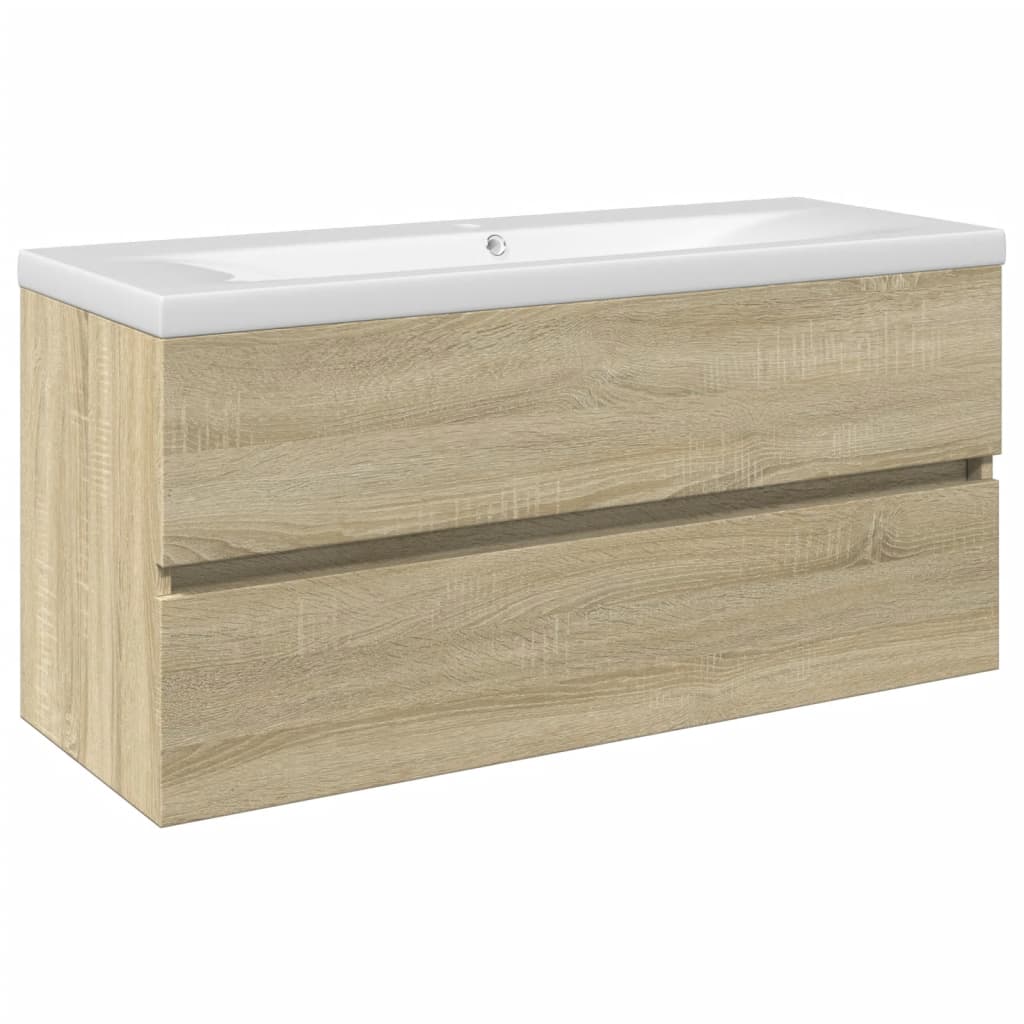 vidaXL Set de muebles de baño 2 pzas cerámica y madera de ingeniería