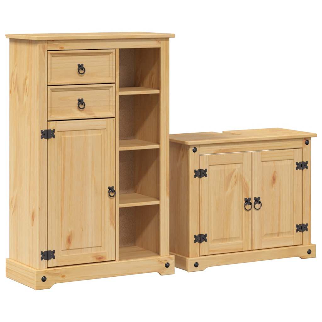 vidaXL Juego de muebles de baño Corona 2 pzas madera maciza pino