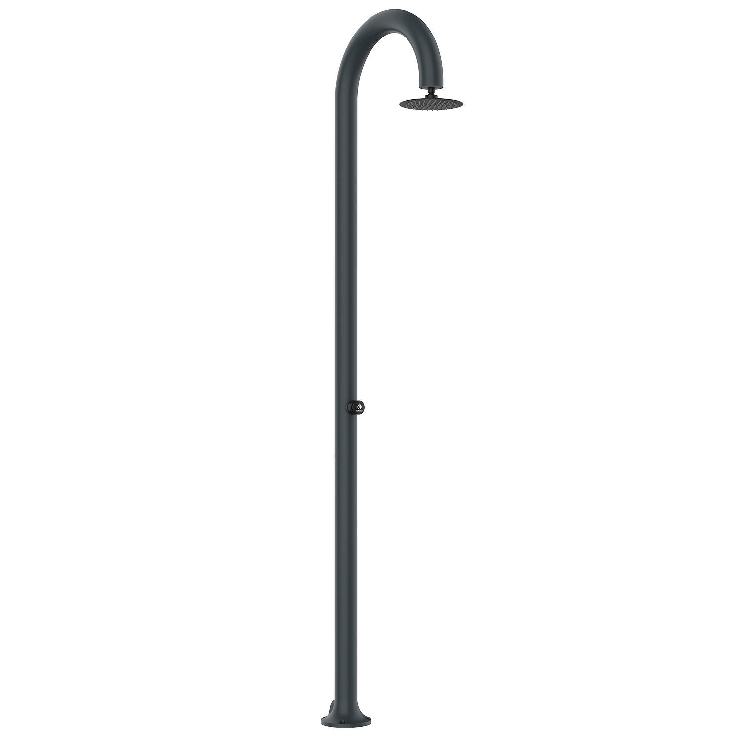 Sined Luna Timer Gris Ducha De Aluminio Doble Conexión De Agua Fría Lateral o Inferior Ducha De Agua Fría En Tubo Interior Único Temporizador Con Ducha Superior y Mezclador Redondo Gris