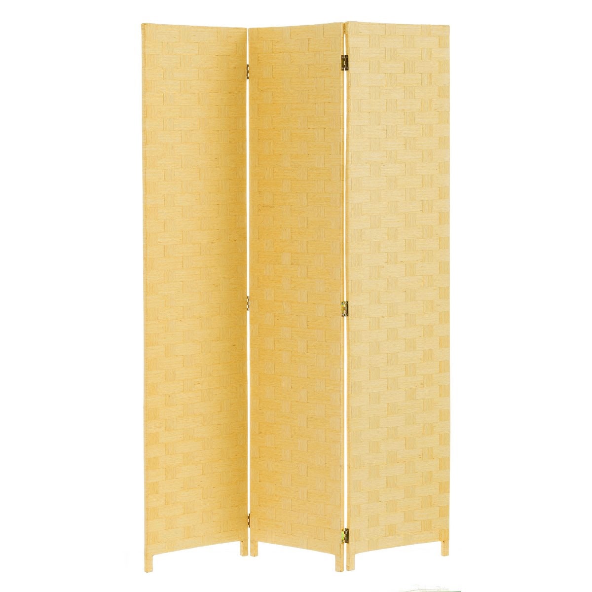Biombo de cintas de papel y madera moderno beige plegable de 175cm LOLAhome