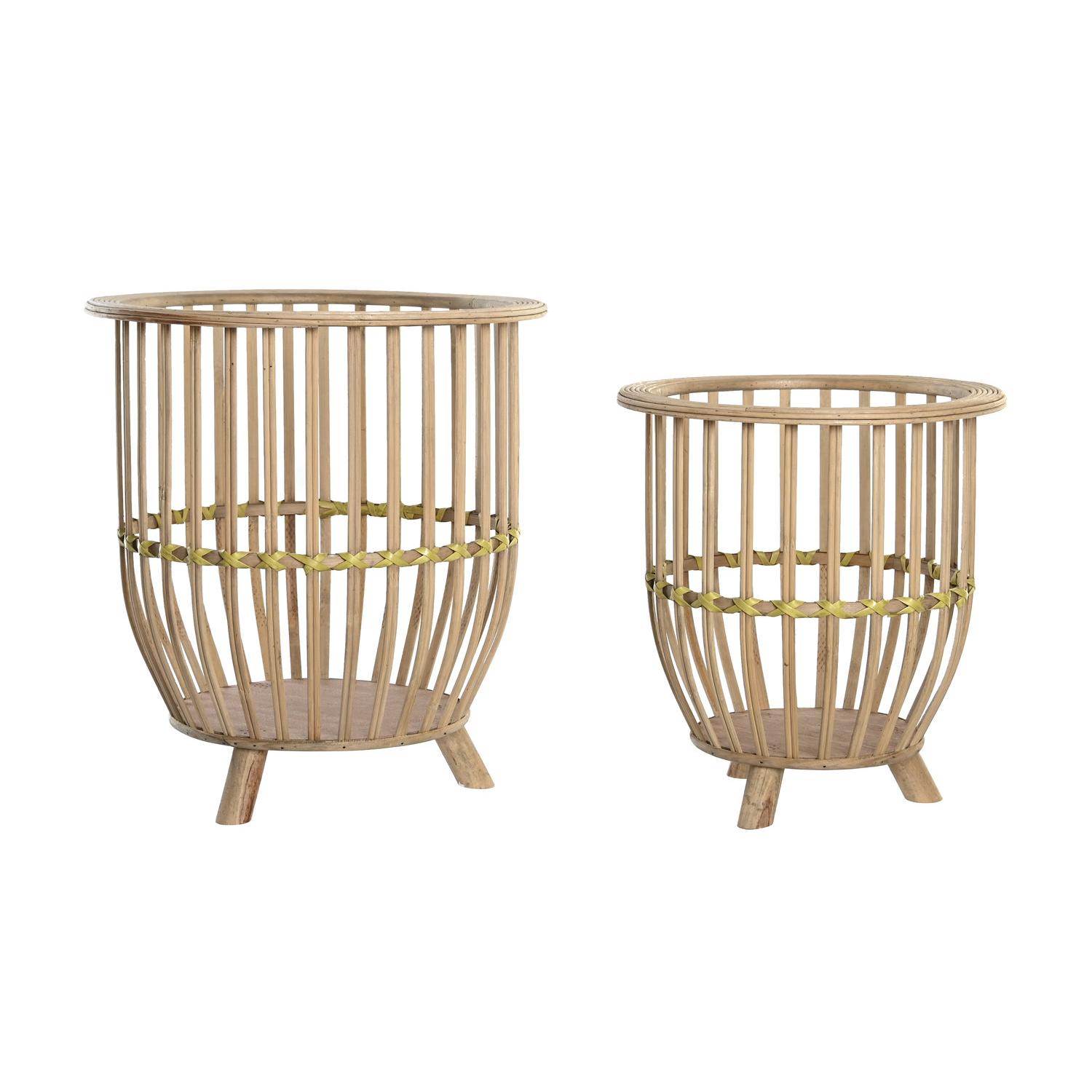 MACETERO SET 2 BAMBU 35X35X37 NATURAL MARRON CLARO FIJALO MC203065