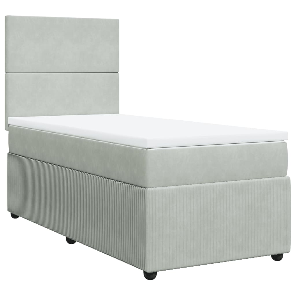 vidaXL Cama box spring con colchón terciopelo gris claro 90x190 cm