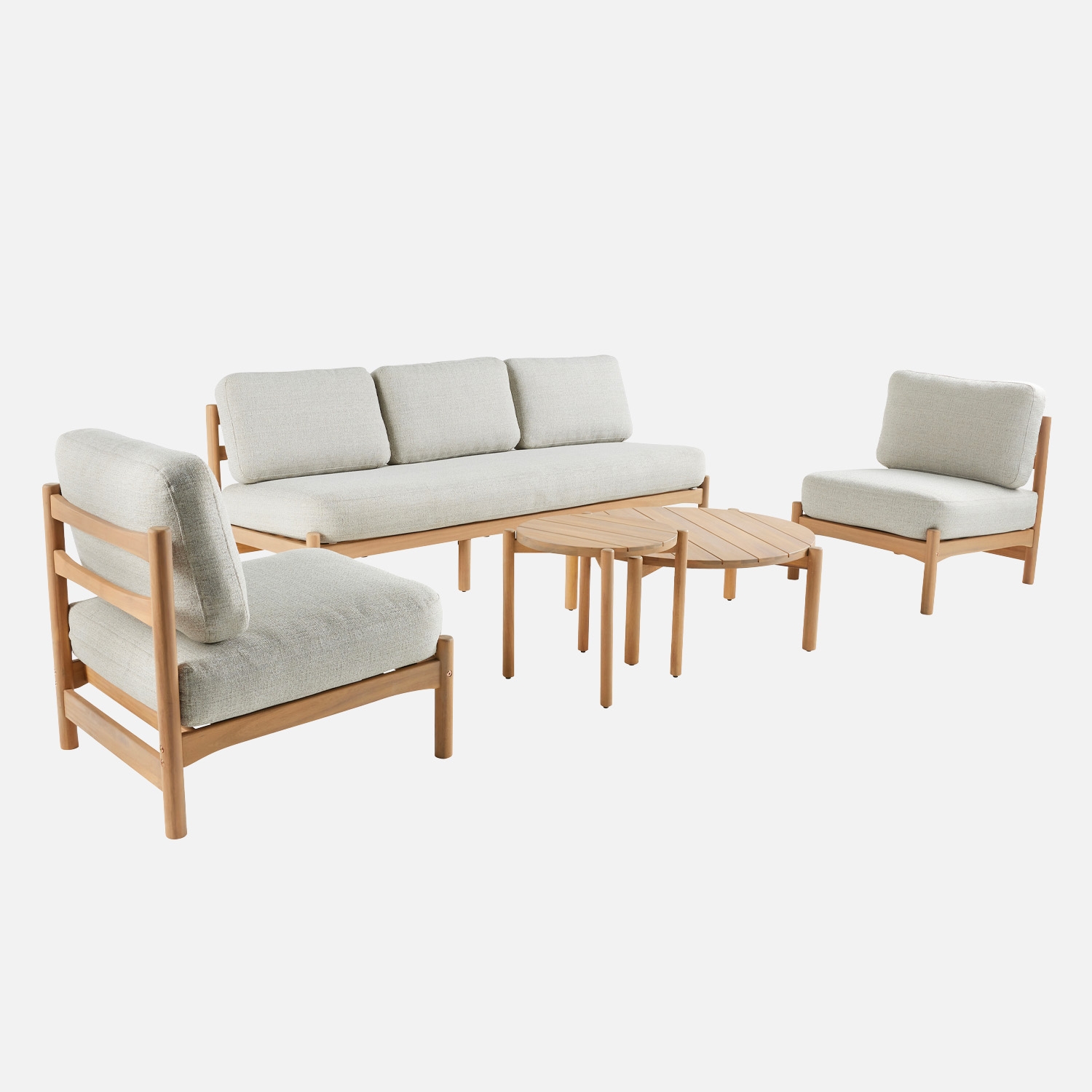 sweeek - Conjunto de jardín en madera de acacia, 5 plazas , Copacabana , 193x73x65