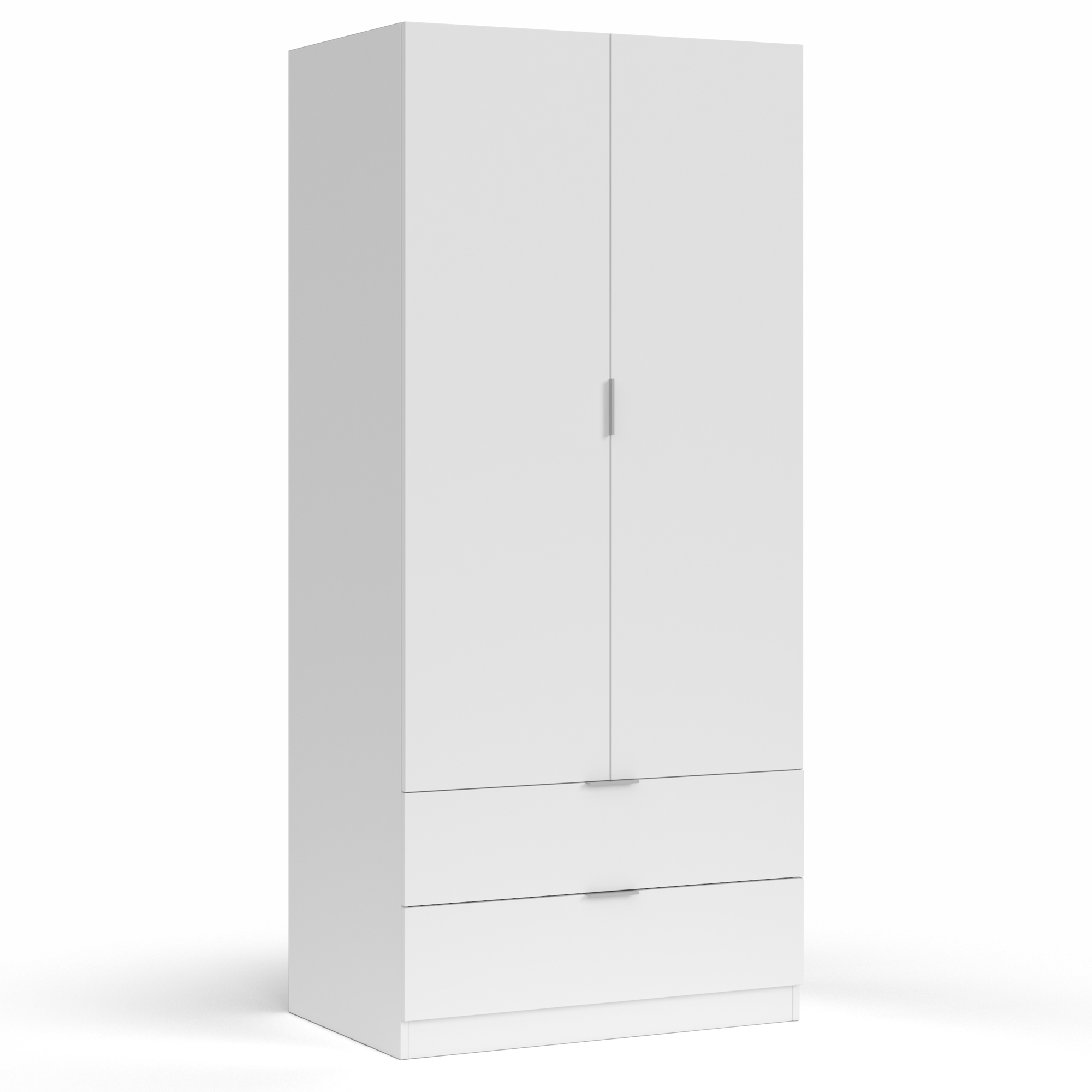 VS Venta-Stock Armario ropero Nico 2 Puertas y 2 Cajones Color Blanco, 81 cm Ancho 52 cm Profundo 180 cm Alto