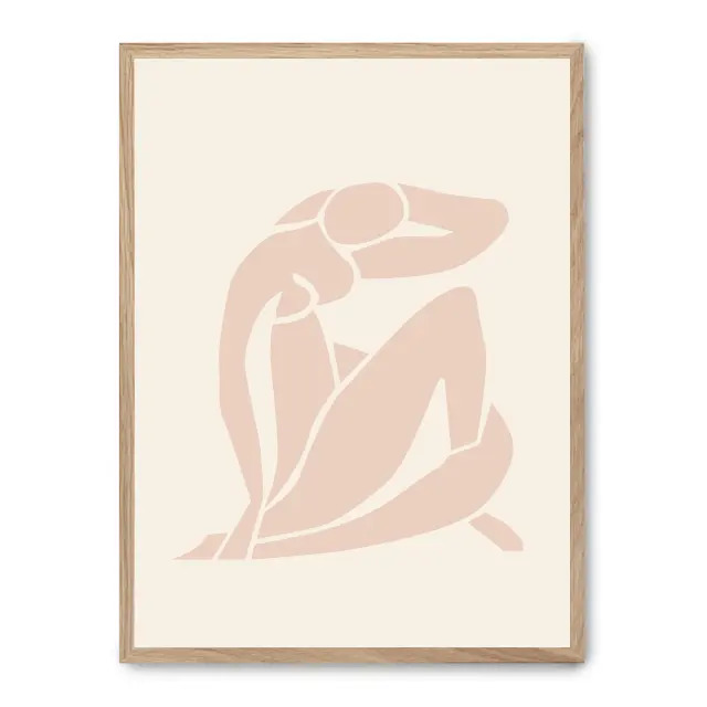 Cuadro woman form ii 30x40cm, Póster impreso en papel de primera calidad de 180gr, montado sobre marco de madera MDF acabado roble., Arte - Pinturas