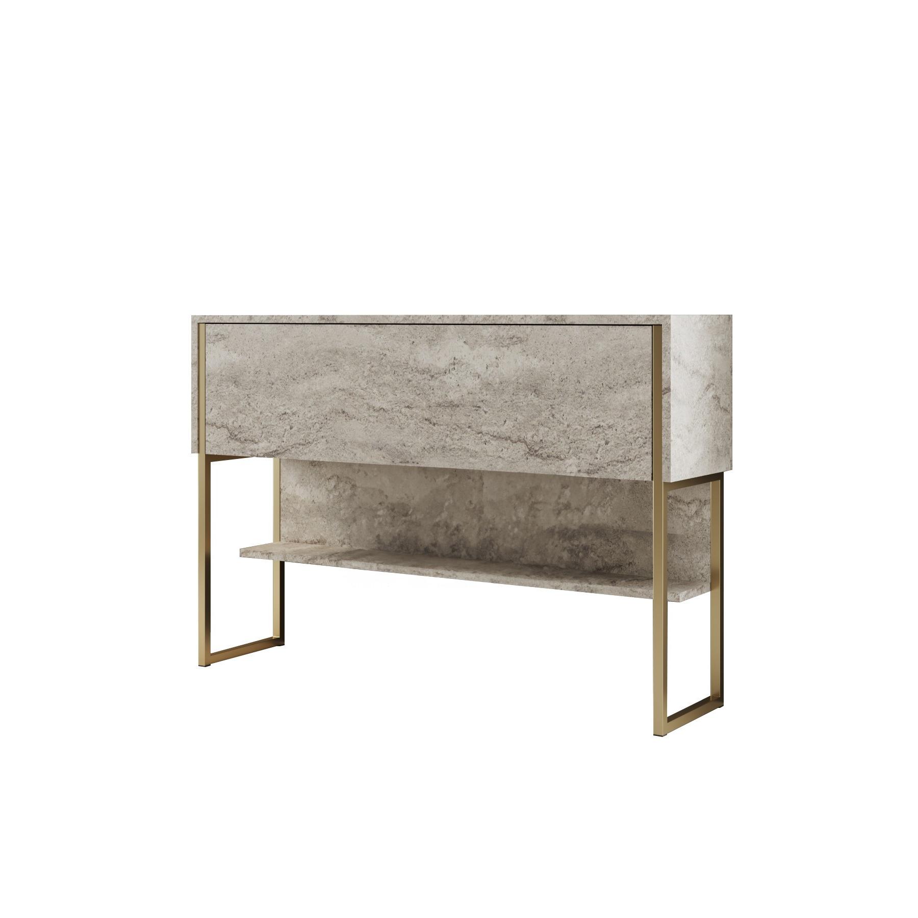 Habitat y Jardin - Consola de madera "Luxe" - 120 x 30 x 80 cm - Travertino dorado