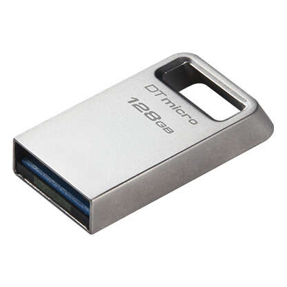 Kingston datatraveler micro memoria usb 128gb - usb 3.2 gen 1 - ultracompacta y ligera - enganche para llavero - cuerpo metalico (pendrive)