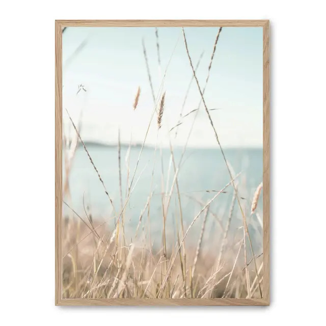 Cuadro natural beach 30x40cm, Póster impreso en papel de primera calidad de 180gr, montado sobre marco de madera MDF acabado roble., Naturaleza - Playa