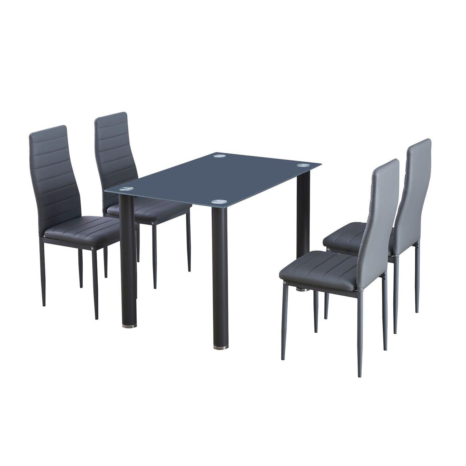 Mesa de Cristal Templado + 4 Sillas Polipiel. Comedor o Cocina     Saldos y Stocks
